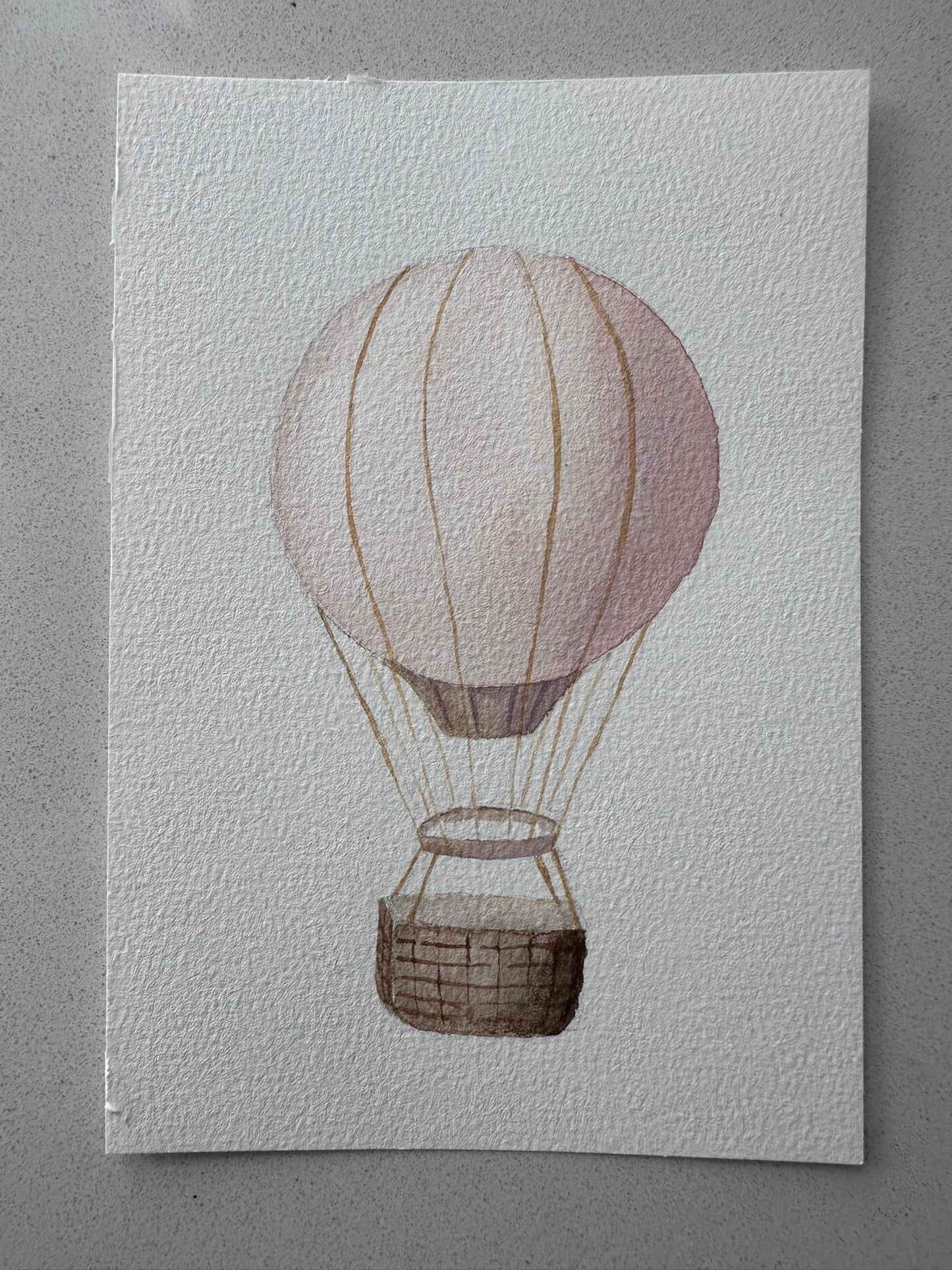 Watercolor Hot Air Balloon - Beautiful Painting - 7" x 5" Size (Original)