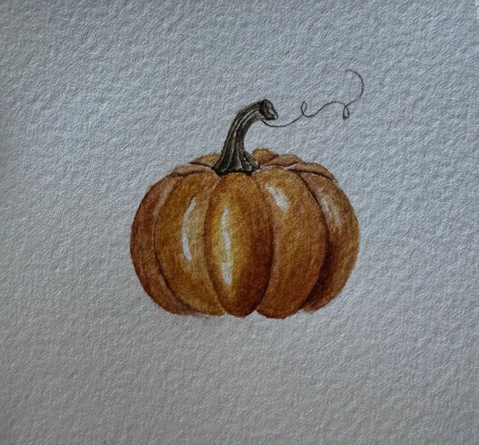 Watercolor Pumpkin - Beautiful Painting - 5" x 5" Size (Original)